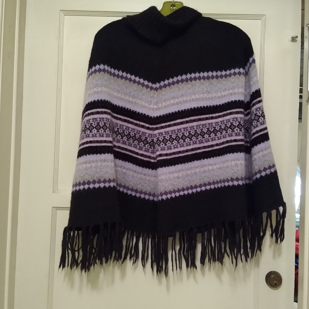 Black and purple poncho sweater